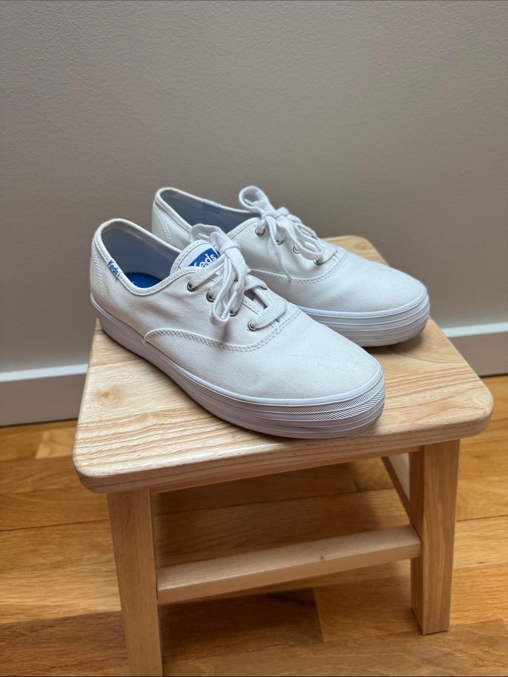 Keds White Canvas Lace-Up Sneakers